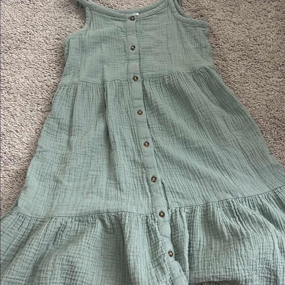 Green Buttoned Sleeveless Sundress